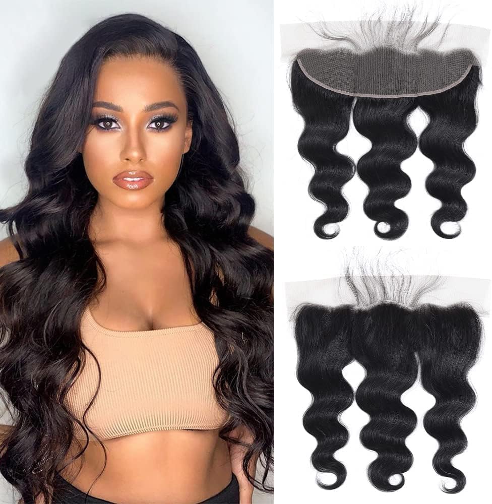 TOOCCI 13x4 ear to ear lace frontal Closure body wave lace frontal human hair Swiss Lace Frontal Body Wave Brazilian Hair 100% Unprocessed Virgin Hair Natural Color 12 Inch