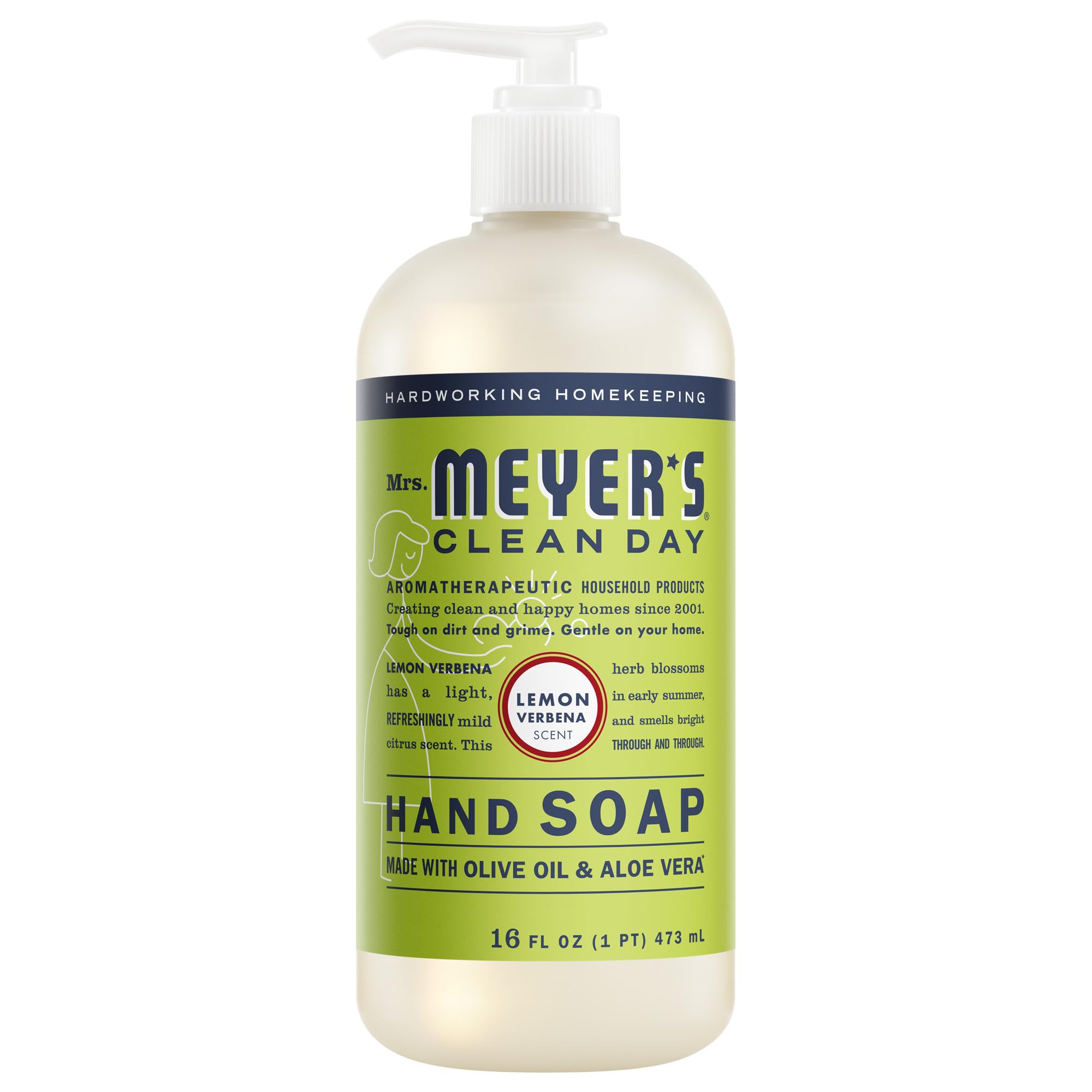 Mrs. Meyer's Clean Day Liquid Hand Soap, Lemon Verbena, 12.5 Ounce Bottle