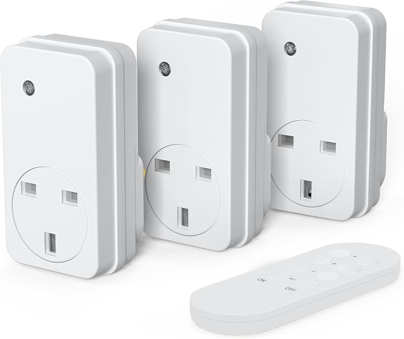 SURNICE Remote Control Plug Socket UK 13A 3000W 40m 130ft 3 Pack + Remote