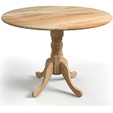 GIANTEX Round Dining Table, 39" D X 29" H, Rubber Wood Pedestal Table W/Round Tabletop &amp; Curved Trestle Legs, 4-Person Dinner Table for Kitchen, Dining Room, Restaurant (Natural)