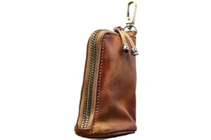 HIZEFSOO Genuine Leather - Mini Leather Coin Purse Change Purse for Men Women Change Holder Storage Bag Car Key Leather Coin Purse Pouch Case Organizer Bag Keychain Zipper (Brown)