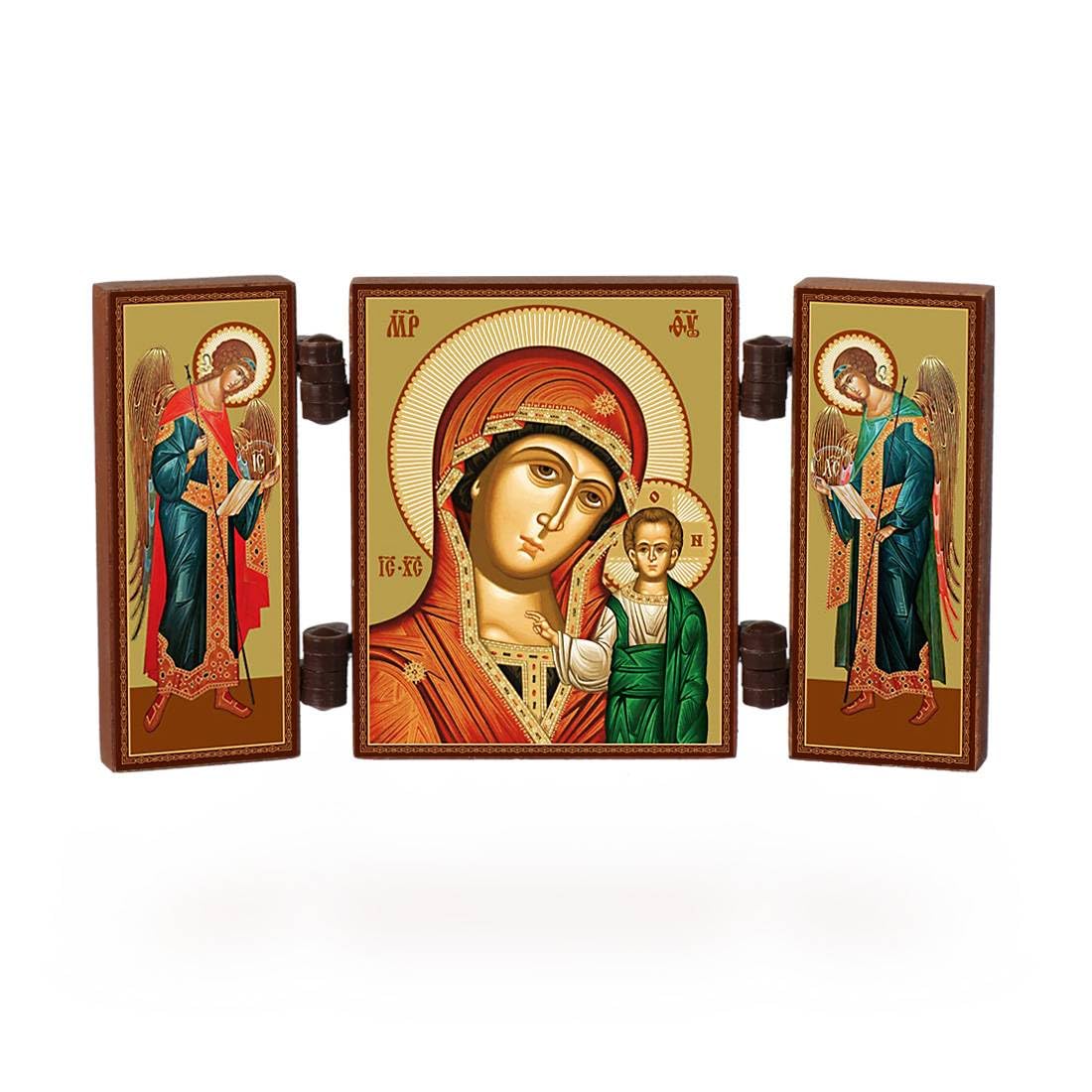 NKlaus - Mother of God of Kazan - Christian icon triptych - Kazanskaya - travelling altar wood 36176