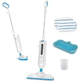 BLACK+DECKER 1300W Steam Mop for Hardwood, Tile &amp; Laminate Floors, Multi-Surface Floor Steamer with Carpet Glider, 2 Washable Microfiber Pads, Fast Heat Up &amp; 22 Ft Cord, White