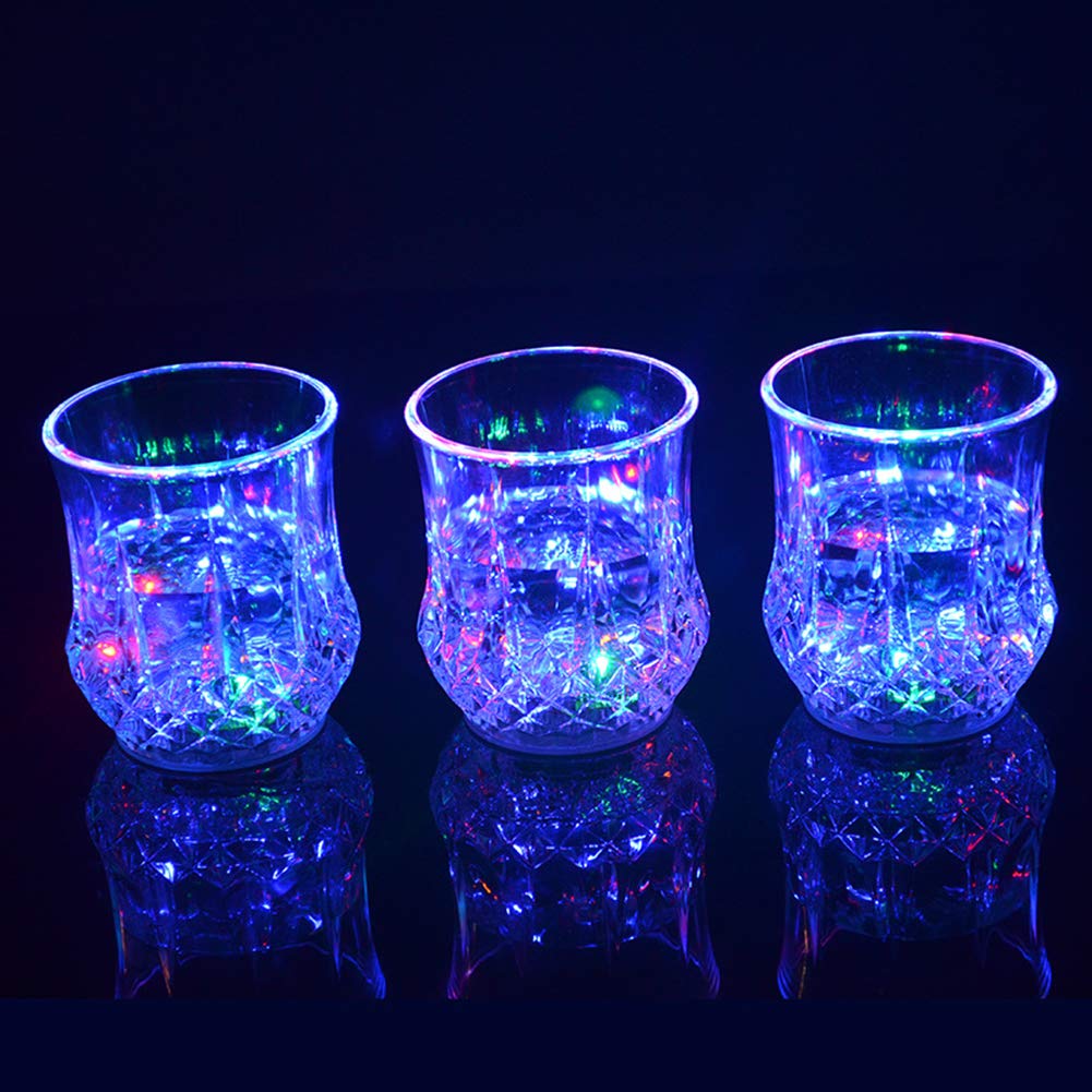 IBLUELOVER Flash Light Up Cups Luminous Liquid Sensor LED Wine Glasses Multi-Color Light Up Drink Beer Cup Bar Wedding Clubs Parties Christmas Halloween Decoration