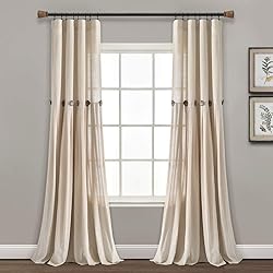 Lush Decor Linen Button Window Curtain