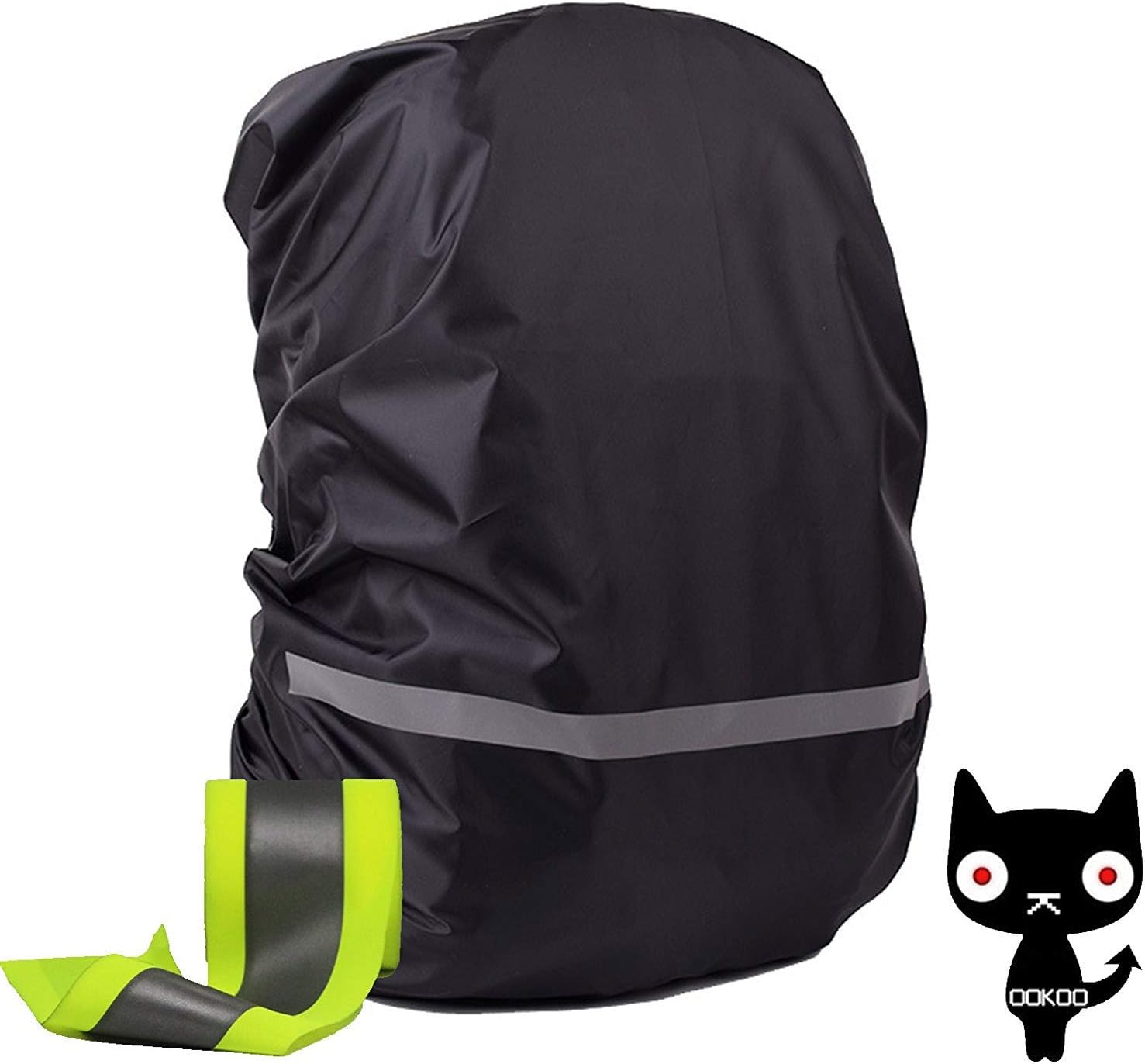 Waterproof & Reflective Backpack Cover Rain Cover, Rain Coat for Backpack, Backpack Rain Jacket, S Bag Cover for (15L - 25L) Backpack - Black - S
