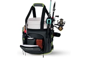 Boomistry Fishing Bucket Organizer for 5 Gallon Bucket Accessories, Fishing Tackle Bag with Adjustable Buckle, Fishing Rod Bag with 15 Multi-Pockets for Fishing Gear and Equipment (Dark Gray)