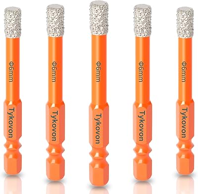 H8W8H 5 Pcs 6mm Diamond Drill Bits Hex Shank Porcelain Tile Glass