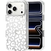 MOSNOVO for iPhone 17 Pro Case | Military Grade 6.6ft Drop Tested | Camera Control | Clear with White Leopard Print Design