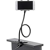 AUXO-FUN Cell Phone Holder, Universal Lazy Bracket Mobile Phone Stand, Flexible Gooseneck Long Arm Clip (Metal)
