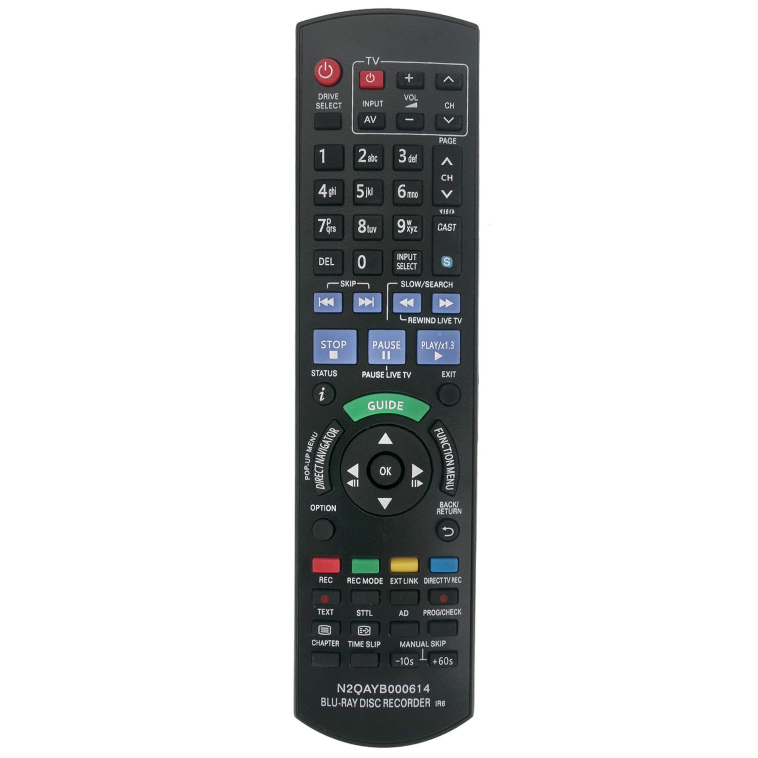 VINABTY N2QAYB000614 Remote Control replacement fit for Panasonic BLU RAY DVD Recorder DMR-BWT700EB DMR-BWT800EB DMR-BWT700 DMR-BWT800