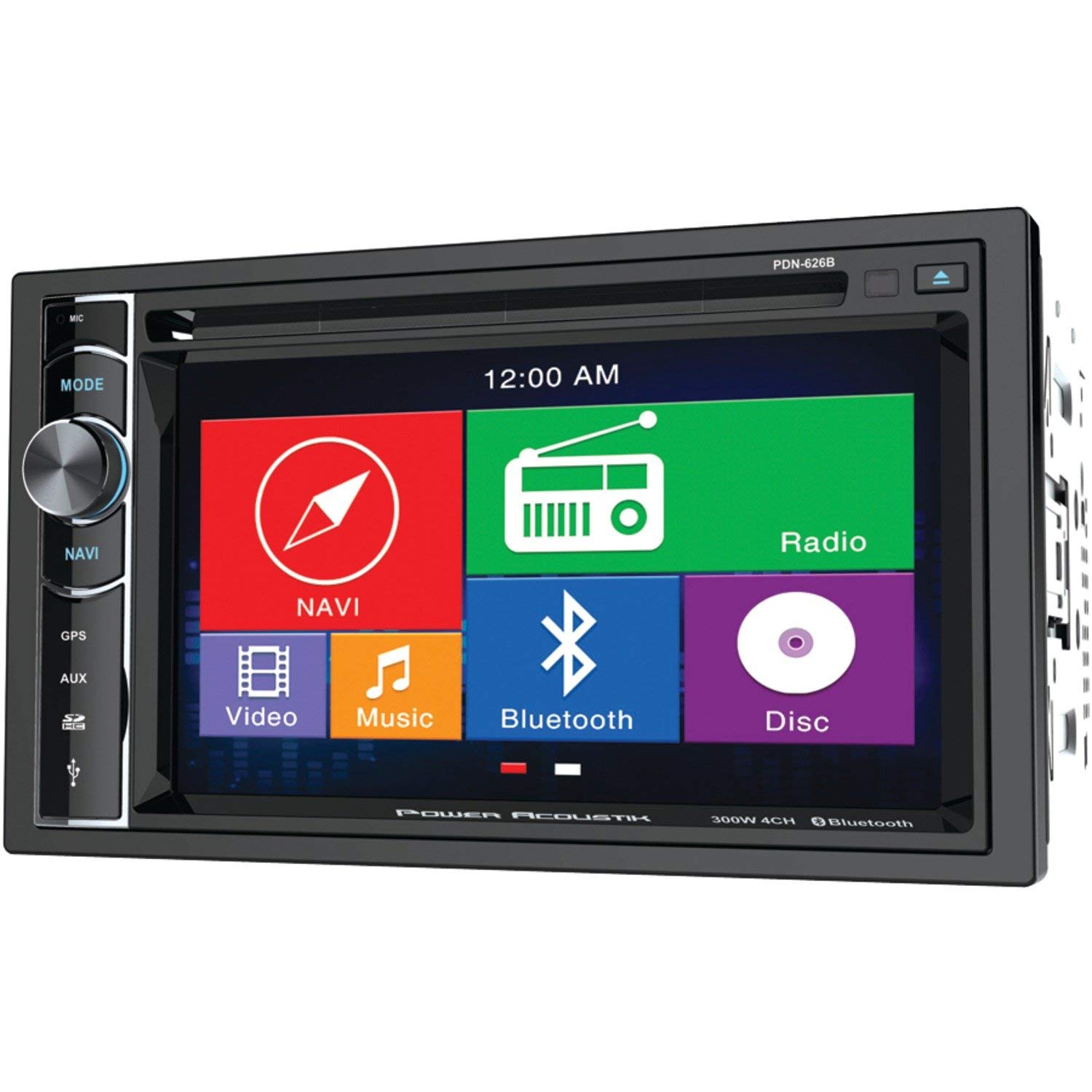 Power Acoustik PDN 626B Double Din AM%2FFM%2FDVD%2FBT 6%2E2%2DInch with Navigation %28Renewed%29