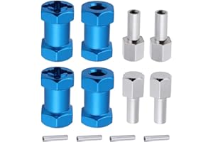 4-Pack HobbyPark 12mm Wheel Hex Drive Hubs Combiner Coupler Aluminum 20mm Offset Extension for 1/10 RC Crawler Car Parts (Blue)