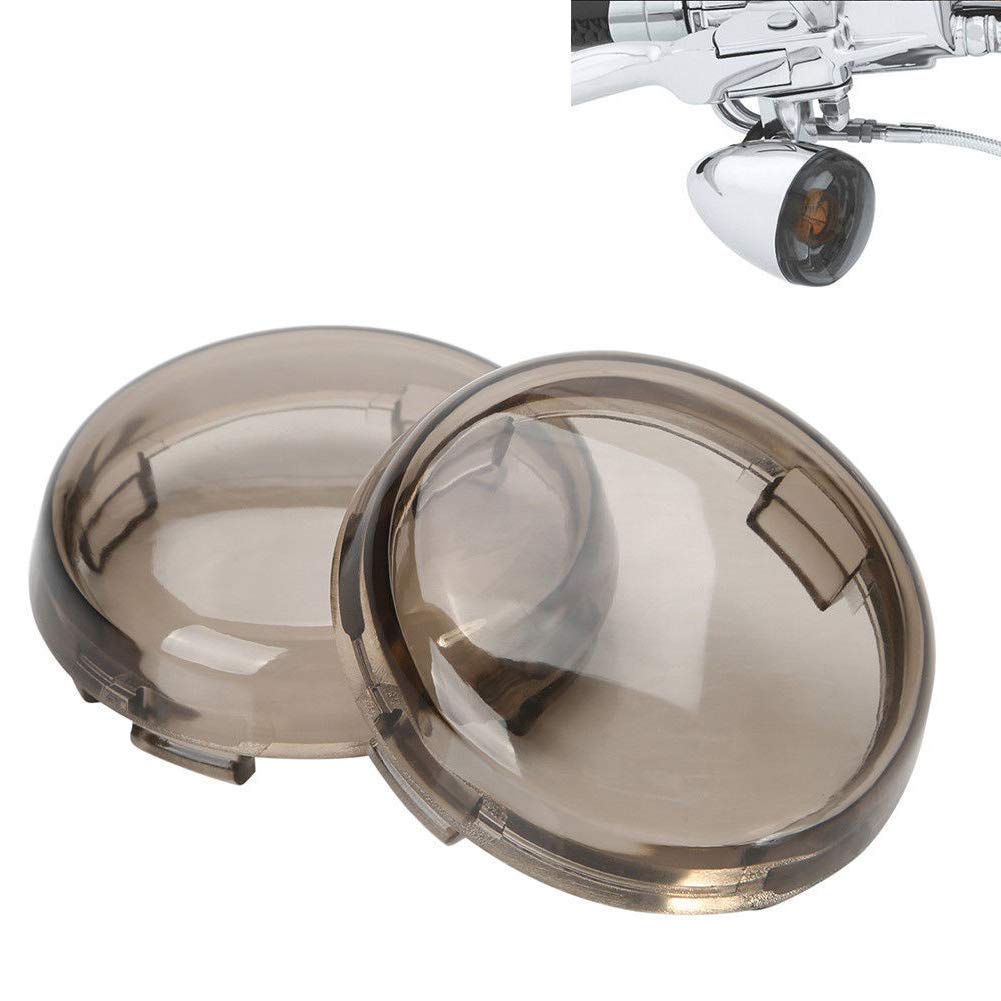 TABEN Motorcycle Front Rear Bullet Turn Signal Light Lens Covers (2pcs,Smoke)