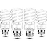 Barfelty CFL Light Bulbs E26 Base T2 Spiral 13W 2700K Warm White (4-Pack) | 13W (60W Equivalent), 900lm Compact Fluorescent Light Bulbs, 120v 60Hz Spiral Light Bulbs , Self Ballasted CFL Bulbs