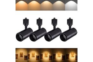 Ajbvp 5CCT LED Track Lighting Heads 12W Dimmable,Zoomable Beam15°/24°/36°/45°/60°,2700K/3000K/3500K/4000K/5000K,Single Circuit H Track Lighting Heads Ceiling Fixtures Art Lighting,Black-4Pack