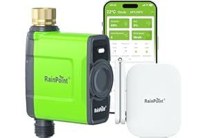 RAINPOINT WiFi Water Timer for Garden Hose, Smart Sprinkler Timer with WiFi Antenna Gateway, Automatic Irrigation Controller, APP Remote Control, Weather-Based Smart Watering, for Lawn, Garden