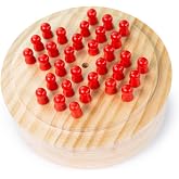 Bigjigs Toys Mini Solitaire Game - 32 Piece Solitaire Board Game with Wooden Pegs