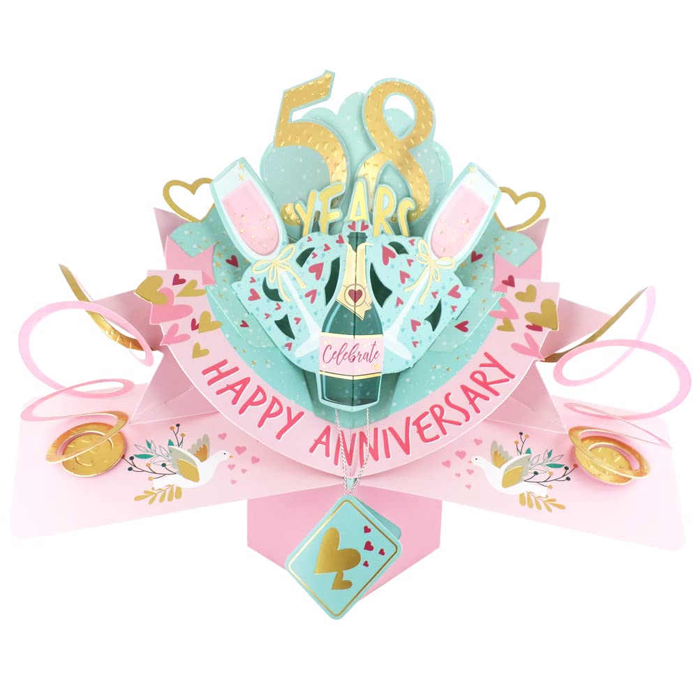58 Years Happy 58th Anniversary Pop-Up Greeting Card Love Kate's 3D Pop Up Cards POP216MC58