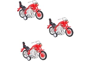 Kisangel 3Pcs Plastic Motorbike Inertia Pull Back Vehicles for Educational Plaything to Enhance Random Color