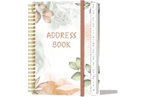 HEVEBOIK Address Book with Alphabetical Tabs - Small Address Book Spiral with Address Contacts, Special Date, Phone, Birthday & Internet Login Password for Home and Office, 4.3" x 6.2", Rose Leaf