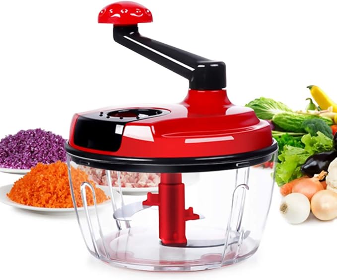 8 Cup Manual Food Processor Hand Crank Large Chopper Meat Grinder