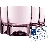 Biandeco Blush Pink Old Fashioned Whiskey Glasses with Heavy Bottom Set of 4, Durable Rocks Glasses, Premium Lowball Tumbler for Bourbon, Scotch Whiskey, Cocktails, Cognac, 7 oz