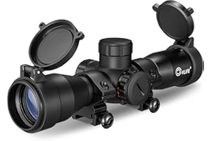 CVLIFE 4x32 Crossbow Scope, Red Green Illuminated Compact Crossbow Scopes for Hunting 20-100 Yards, Circles and Rangefinder E