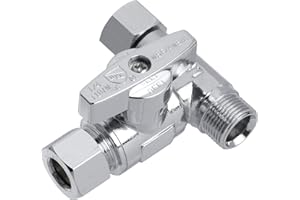 Yeleah Tee Stop Valve Feed Water Adapter 3/8" Inch Compression Tee Fitting Under Sink Splitter Connector Adapter For Dishwasher Glass Rinser Water Heater Portable Washer