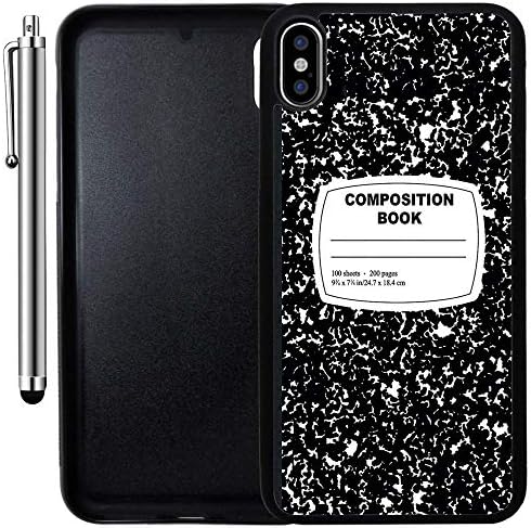Custom Case Compatible with iPhone Xs MAX (6.5 inch) (Composition Notebook Funny Retro) Edge-to-Edge Rubber Black Cover Ultra Slim | Lightweight | Includes Stylus Pen by Innosub