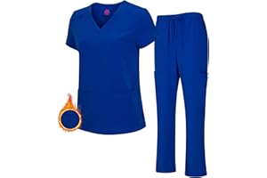 M&M SCRUBS Women's Breathable Cool Stretch Fabric Scrub Top and cargo Pant Set