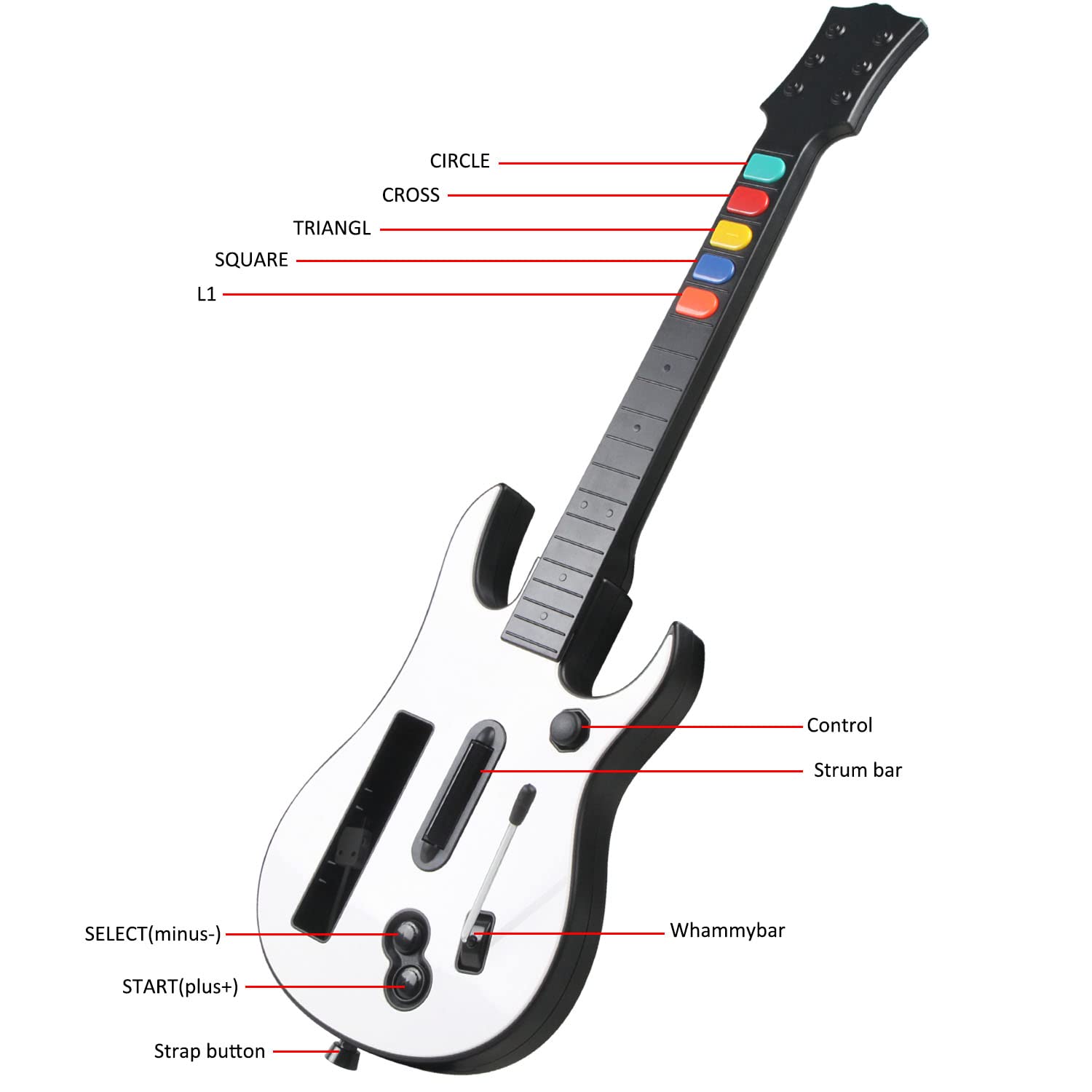 ATUTEN Wireless Guitar Compatible for Wii, Supports for Rock Band Games and Guitar Hero.（Rock Band 1 is Not Supported）