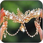 Unicra Gold Leaf Crown Leaves Tiara Bridal Headband Wedding Hair Accessories for Women and Brides