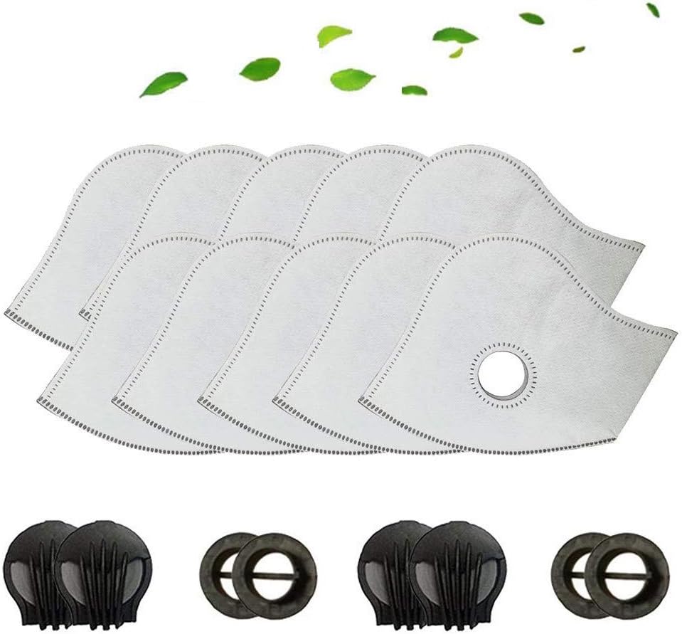 Set of 10 Activated Carbon for PM2.5 Filters with 4 Exhaust Valves Replacement Dust，Active Carbon Filters for Mesh or Neoprene Mask