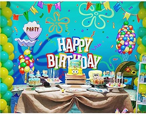 スポンジボブ 背景幕 家電 カメラ パーティー写真小道具 ベビー マタニティ クラスティクラブ 誕生日背景幕 ホーム 子供1歳のお誕生日パーティーデコレーション 5x3フィート アニメ B087m2nj87 スポンジボブ Allenjoy