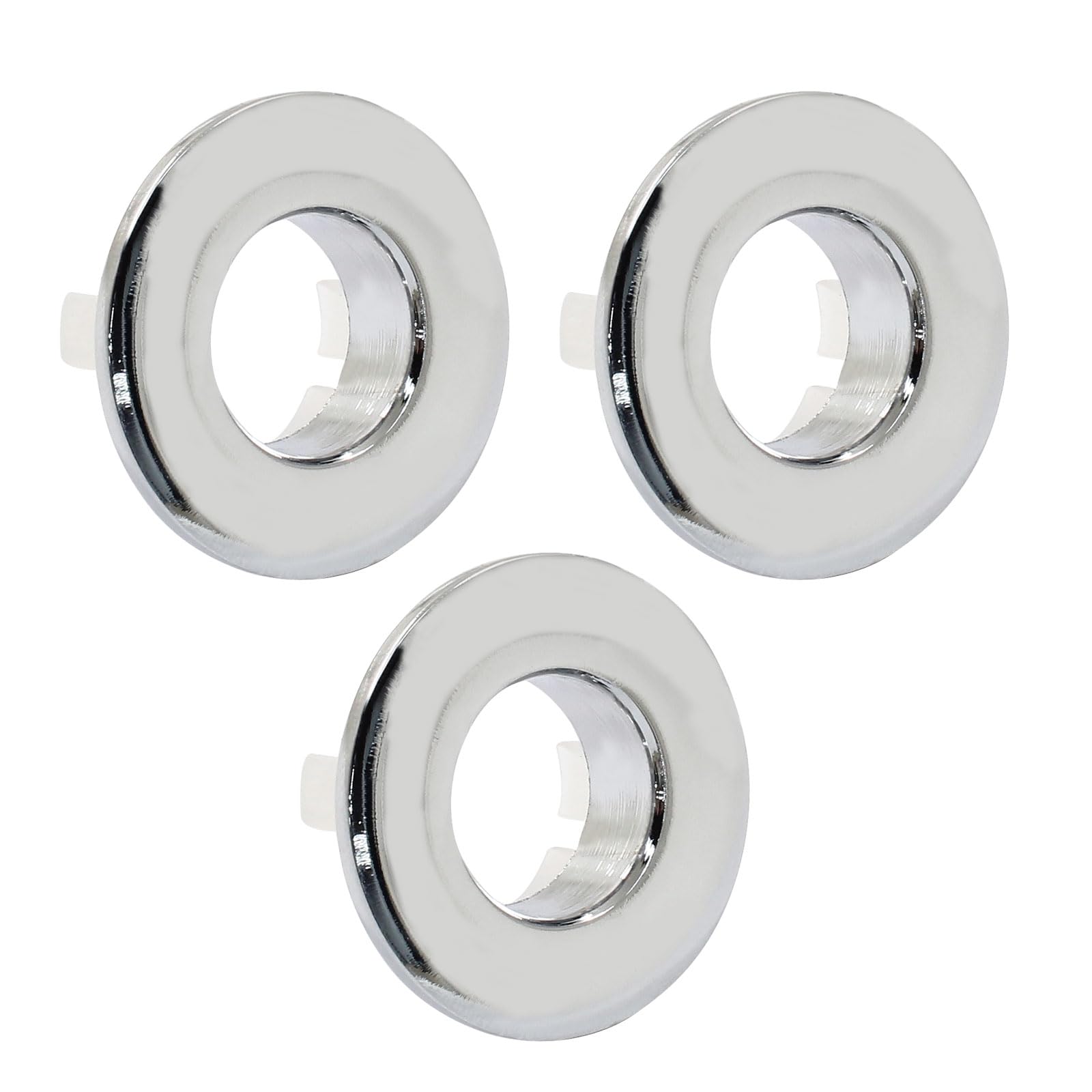 Cjueiom 3 Pcs Bright Silver Sink Overflow Rings, Round Sink Overflow Drain, Sink Hole Cap Cover Insert in Hole for Kitchen, Bathroom, Hand Basins
