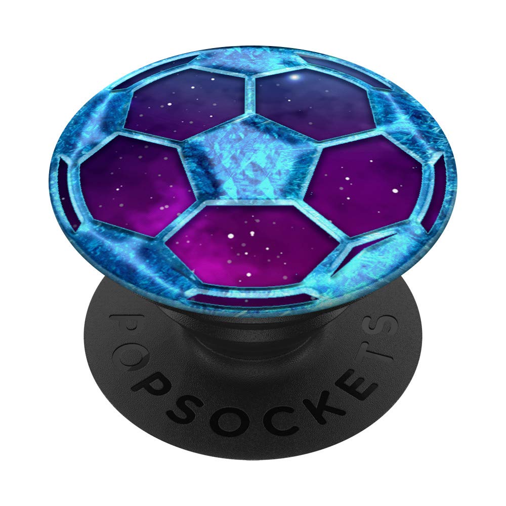 Light ice blue Soccer Ball On Purple Turquoise Soccer Ball PopSockets Grip and Stand for Phones and Tablets