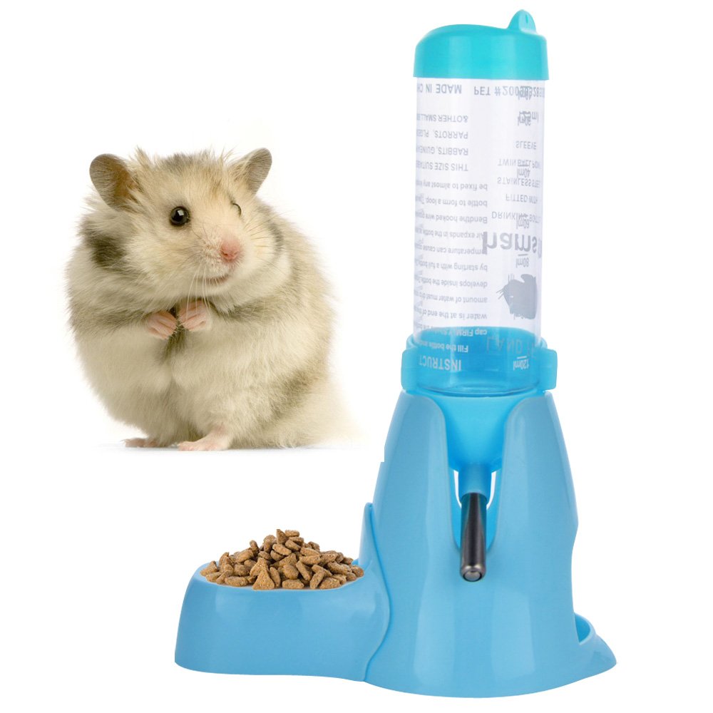 125ml Pet Drinking Bottle with Food Container Base Hut By Guardians for Hamsters Rats Ferrets Rabbits Small Animals Hanging Water Feeding Bottles Auto Dispenser