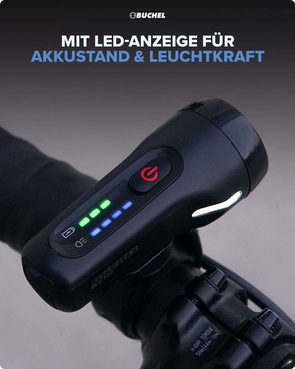 Büchel BLC 720 Fahrradlichter Set I 70/30/15 Lux I StVZO zugelassen mit bis zu 14h Akkulaufzeit I Aufladbares Fahrrad licht LED für vorne + hinten I Rücklicht Fahrrad, fahrradlicht vorne I Micro-USB 3