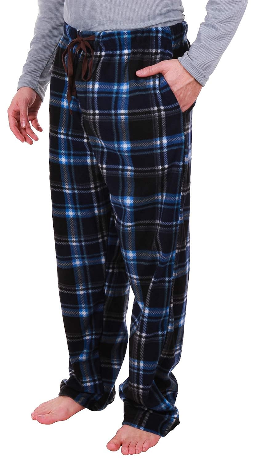 Buy Enimay Men's Fleece Pajama Pants w/Drawstring Button Fly Pockets