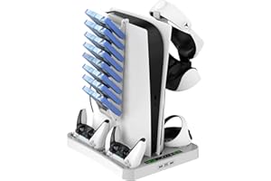 AOLION [5 in 1] PSVR 2 Charging Station with Cooling Fan and PSVR2 Stand, PS VR2 Accessories Included PS5 VR2 Charging Display Stand for Playstation VR2 with Headset and Storage Holder