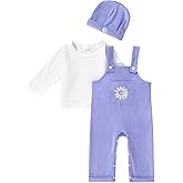 Baby Clothes for Girls Boys Fall Long Sleeve Shirt and Overalls Pants with Hat Infant Outfits