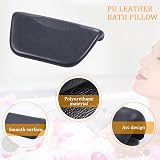 TXYFYP Black PU Leather Bath Pillow Waterproof Anti Slip Suction Cups Spa Neck view 4