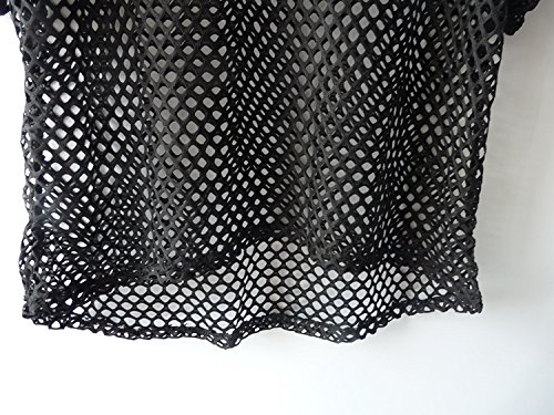 Women\'s Short Sleeve Mesh Floral Lace Crochet Crop Top (One Size, 02-Black)