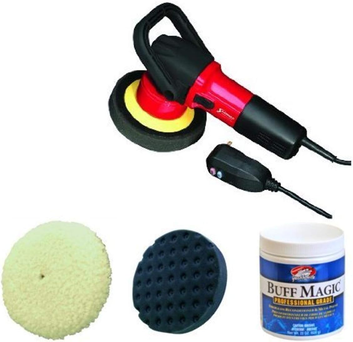 Shurhold Dual Action Random Orbital Car Boat Buffer Polisher Starter Kit with 16oz Pro Polish Wax & Sealant, 6.5” Foam Pad, Microfiber Towel, and Carrying Bag: Automotive