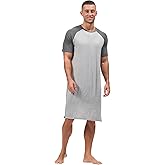 HEAVYWOOD Mens Nightshirt Pajamas Short Sleeve Nightgown Sleepwear Big&Tall Sleep Shirts