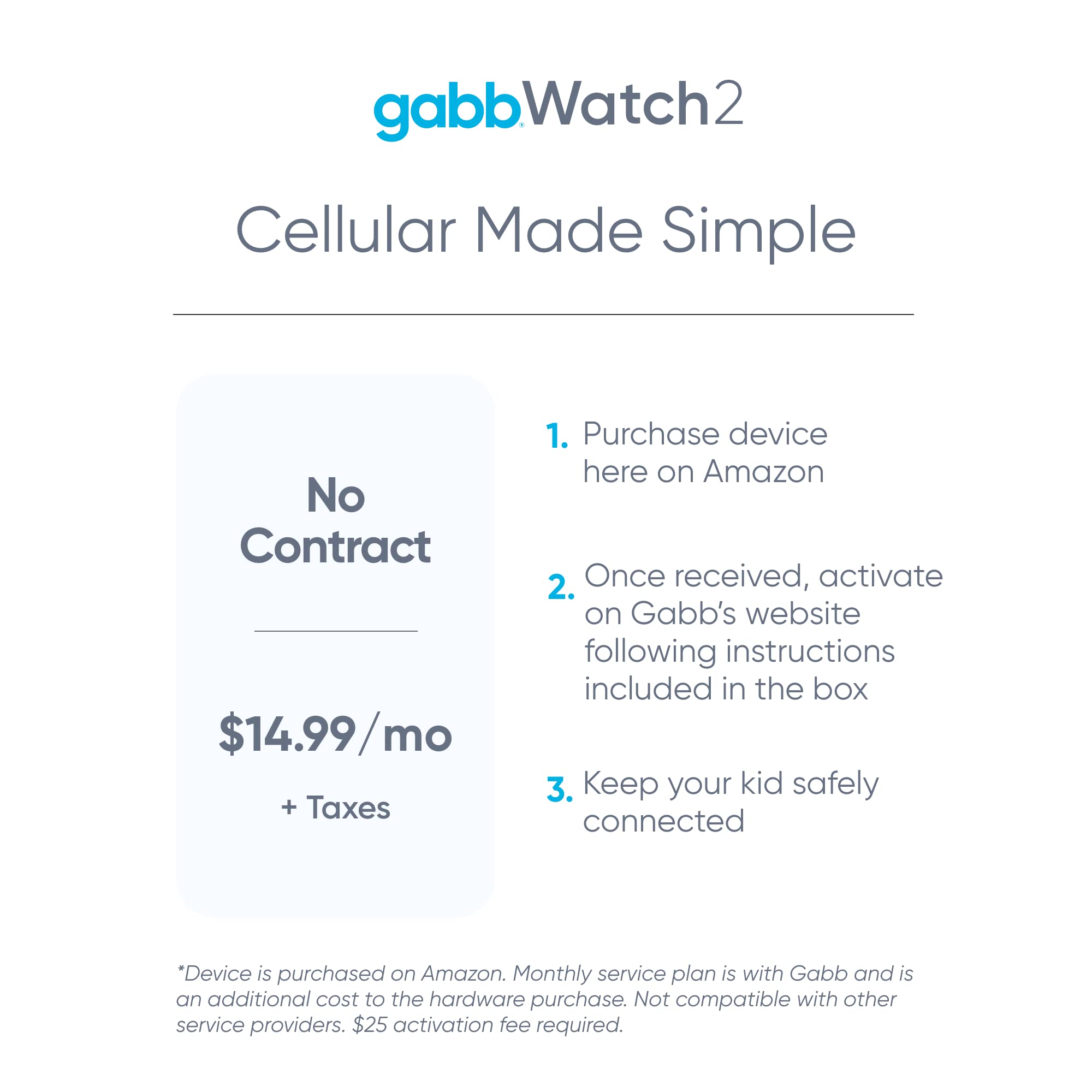 Gabb Watch 2 Smart Watch for Kids -Silver, GPS Tracker, Safe Cell Phone, Talk/Text Ability, Parental Controls, No Social Media, SOS Button, Not a Toy, Ages 6 and Up