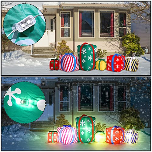Vinsot ft Long Christmas Inflatable Gift Boxes with LED Lights Outdoor