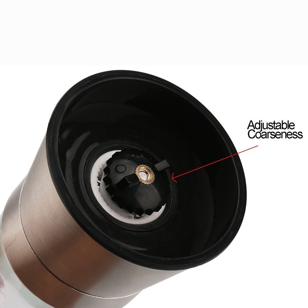 Premium Stainless Steel Salt and Pepper Grinder Set,Brushed Stainless Steel Salt and Pepper Shakers,Pepper Mill and Salt Mill with Glass Tall Body and Adjustable Ceramic Rotor by Feiuruhf, Set of 2