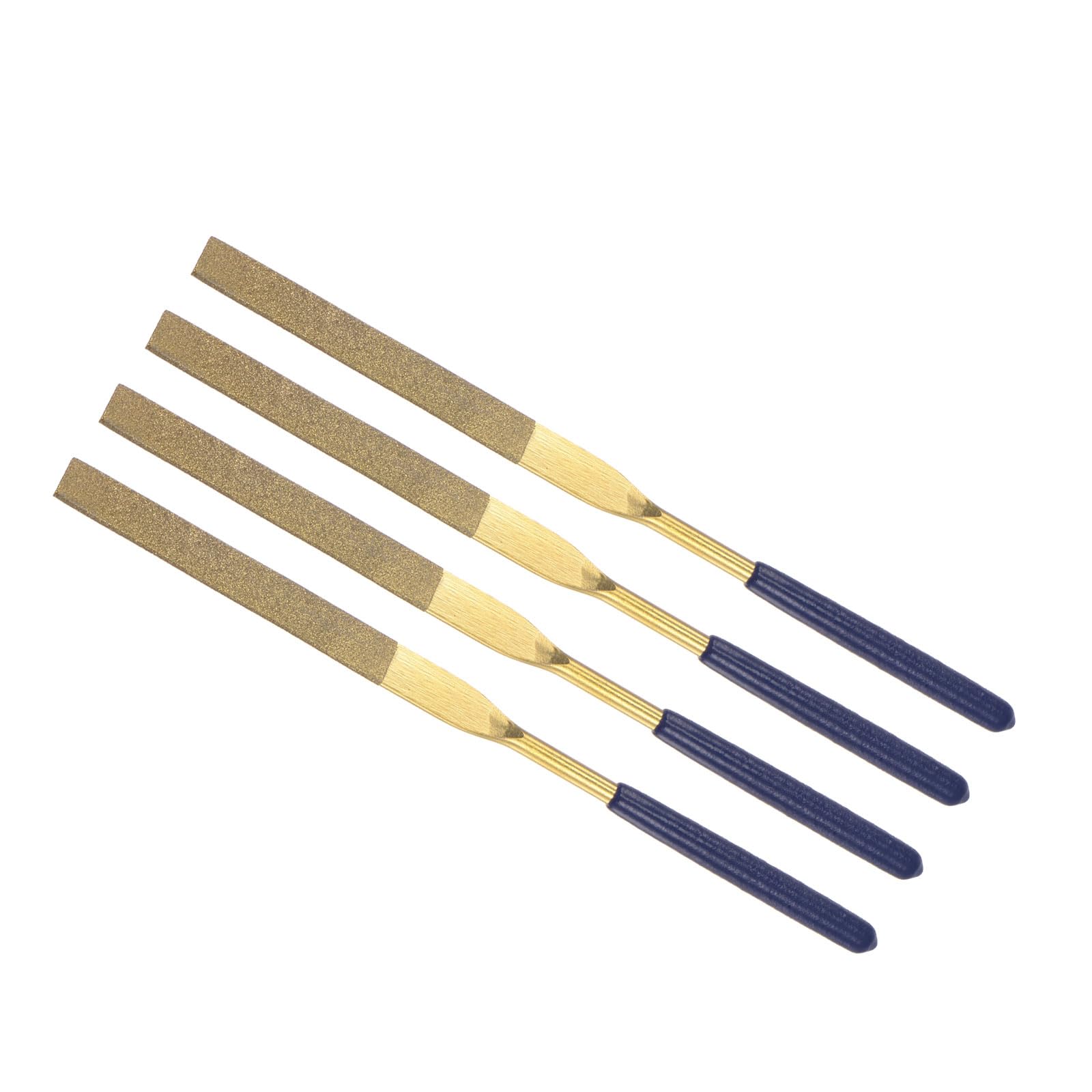 CoCud Diamond Coated Needle File, | 4.5mm Shank 180mm Length|, Titanium Coated Flat Files Sharpening Tool - (Applications: for Metal Glass Stone), 4-Pieces